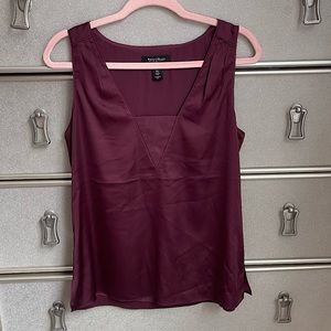White House Black Market silky wine sleeveless top size S